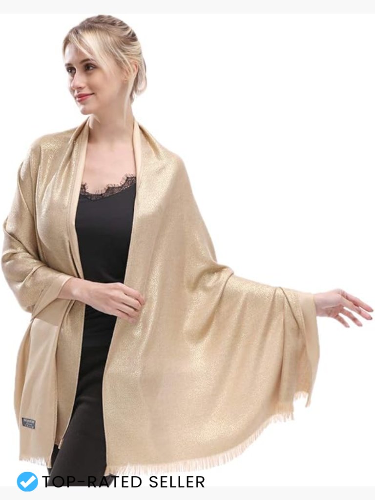 Sparkling Soft Pashmina Shawl Wrap Scarf Solid Lightweight Elegant Formal Party